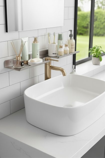 Metal Bathroom over Sink Shelf Wall Mounted 40X10 cm