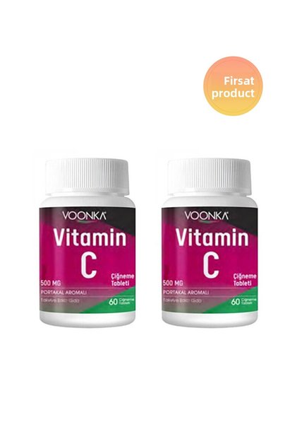 Vitamin C Orange Flavored Chewable Tablet 500 Mg 60 Tablets 2 Pieces