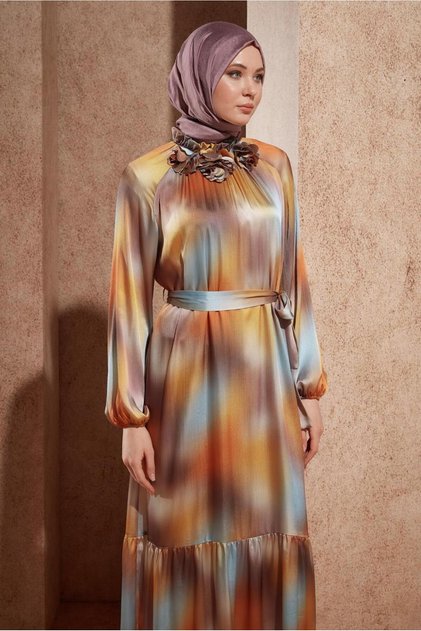 Belted Satin Dress 44563