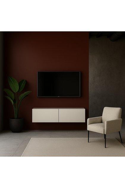 FAsalis 140 cm Beyaz Parlak TV Ünitesi Modern Minimal Tasarım