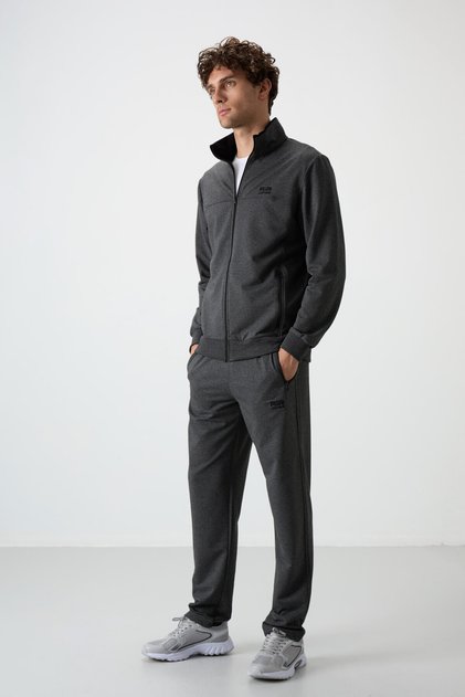 Troy Anthracite Melange Standard Mold Men's Tracksuit - 85196
