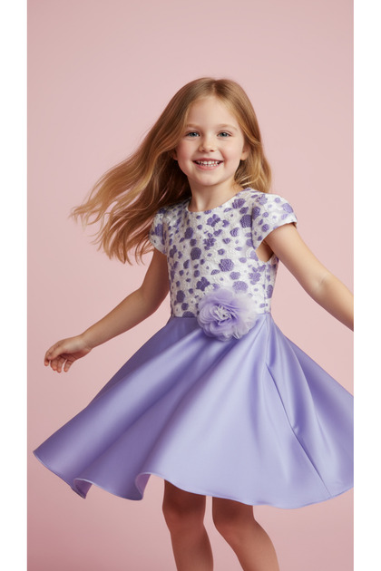 ROBASI FLOWERY SATIN SKIRT GIRL'S DRESS