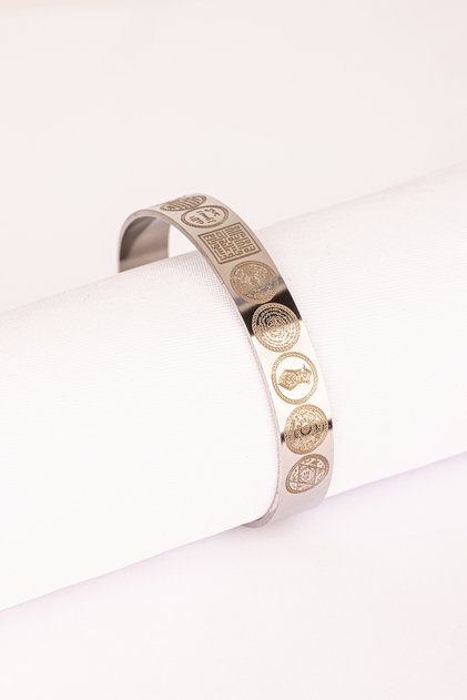 Titanium Plated Silver Color Prayer Steel Bracelet Stainless Steel Non-Tarnish Unisex
