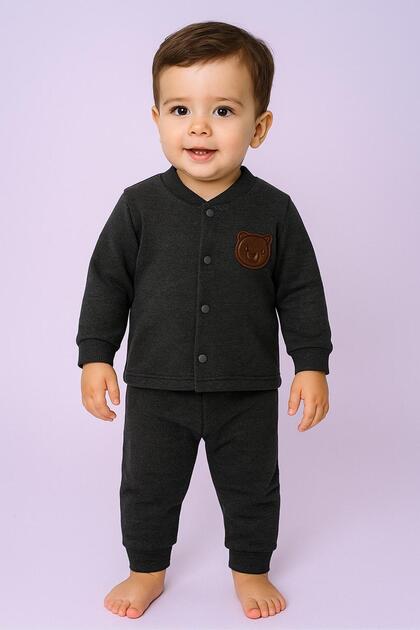 Cotton Stretch Fabric Front Snap Fastener 4-Season Baby Set