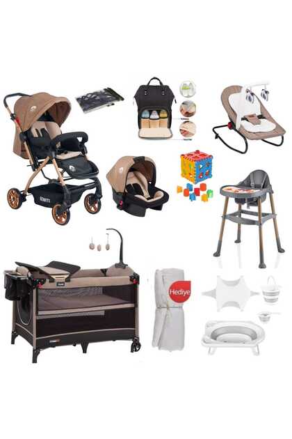 4KİDS Bebek Çeyiz Seti Yeni Doğan Set Bebek Arabası Asansörlü Park
