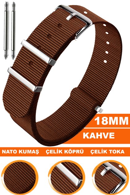 18mm Fossil-Welder-Casio-Seiko-Omega-Armani Saat Uyumlu Nato Tekstil Kumaş Saat Kordonu NTTEK18