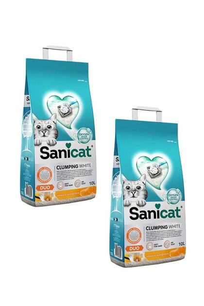 Duo White Vanilya Mandalin Kokulu Topaklanan Kedi Kumu 10 Lt (2 Adet)