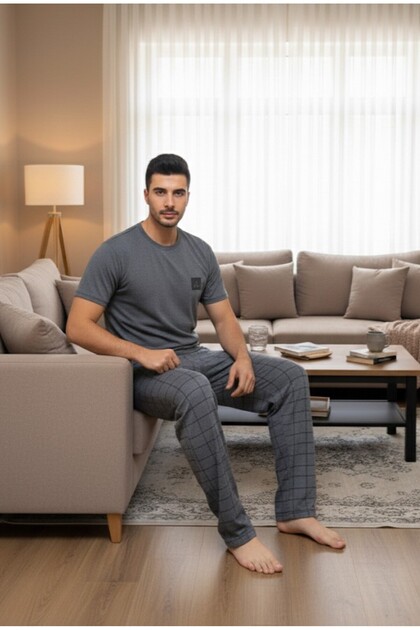 Summer Cotton Single Jersey (Single Jersey) Men's Pajama Set
