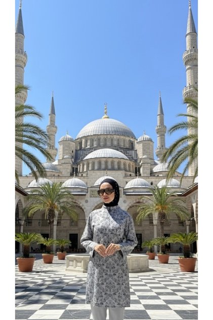 Îmbrăcăminte pentru Hajj și Umrah pentru femei din bumbac cu model Elena