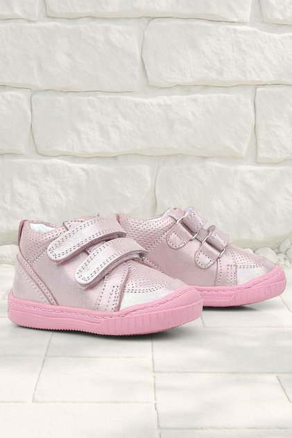 Raya Genuine Leather Pink Glittery Velcro Baby Girl Boots