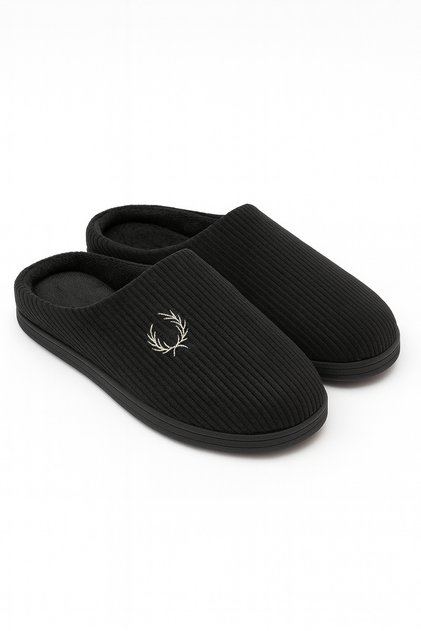 Men's Corduroy Winter Soft Velvet Fur-Lined Home Slippers Groom Dowry Slippers