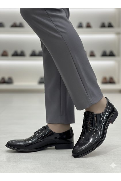 Pantofi clasici din piele lacuita cu laser ortopedici pentru ocazii zilnice si speciale