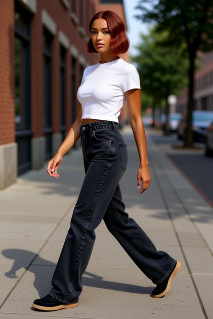 Women Fashion High Waist Wide Leg Denim Pants Cotton Casual Style Weekend Seasonal Use