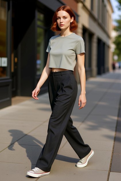Women's Fashion Straight Straight Cut Pants High Waist Woven Fabric Business and Daily Use