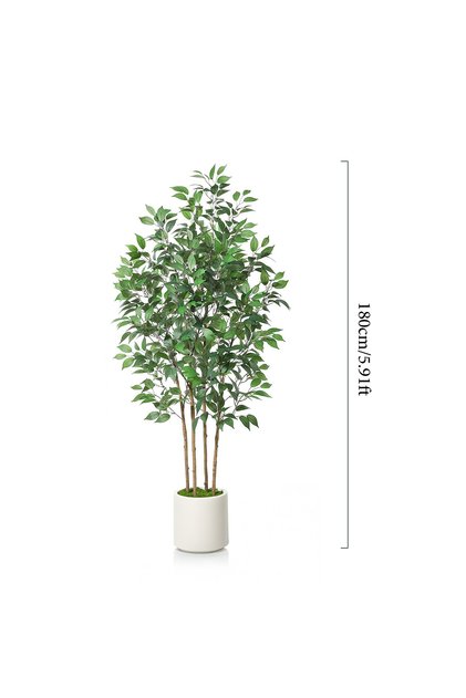 180cm Artificial Ficus Tree with Natural Wood Trunk for Indoor/Outdoor Home & Office Decor