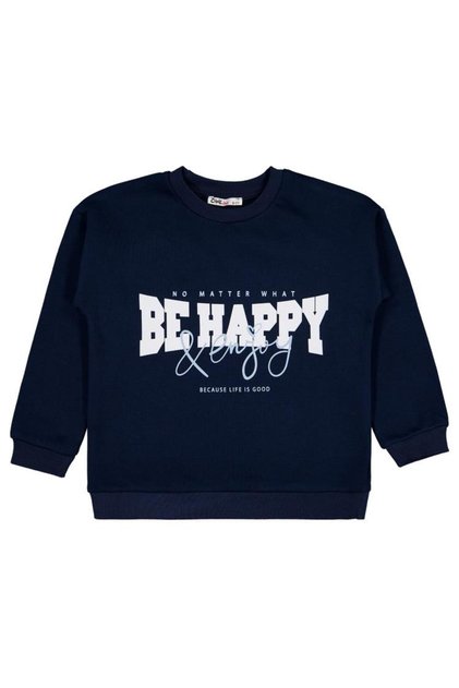 سويت شيرت Be Happy مطبوع للأعمار من 6 إلى 9 سنوات - أزرق داكن