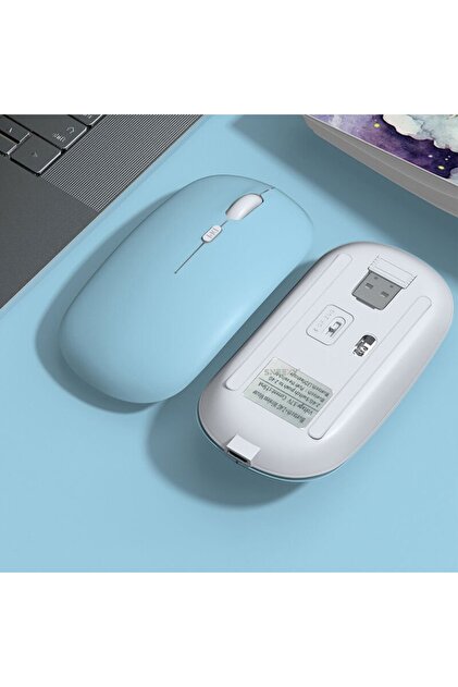 Sneezy Apple Macbook Şarj Edilebilir Sessiz Mouse Bluetooth + 2.4