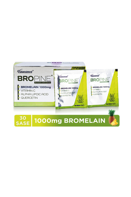 BROPINE Bromelain (1000 mg) 30 Șase Ananas Aromalı Vitamin C, Alfa Lipoik Asit, Kuersetin