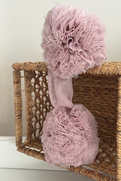 Plasă de țânțari roz pastel cu pompon