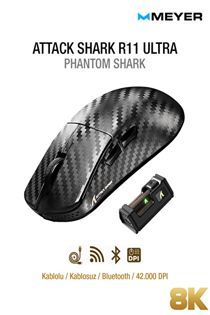 Meyer Gaming Attack Shark R11 Ultra Carbon Fiber 8K Kablosuz