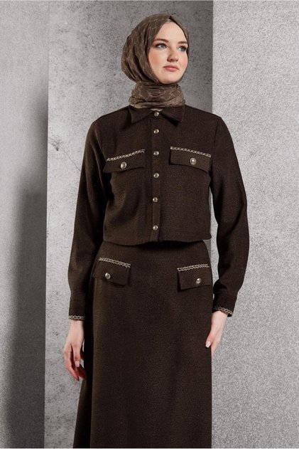 Buttoned Skirt Suit 45124