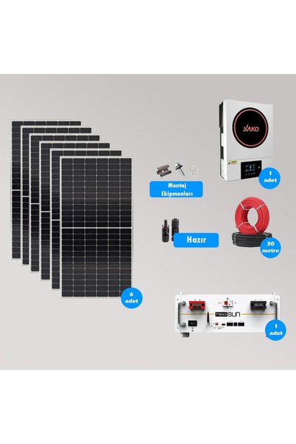 6.2 kW Lityum Akü Depolamalı Hazır Solar Paket Kolay Kurulum(ORTA PAKET)
