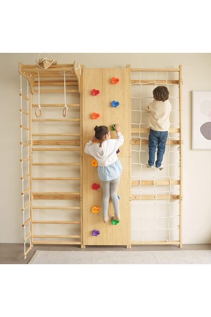 Avenlur 9-in-1 Swedish Ladder Indoor Gym Set - Walnut (79 in), Wood