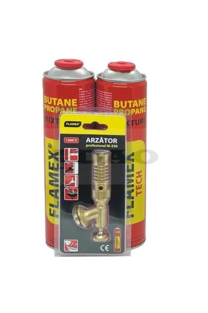 Arzator gaz, profesional, M-330, filet 7 / 16 + 2 butelii gaz 330 gr