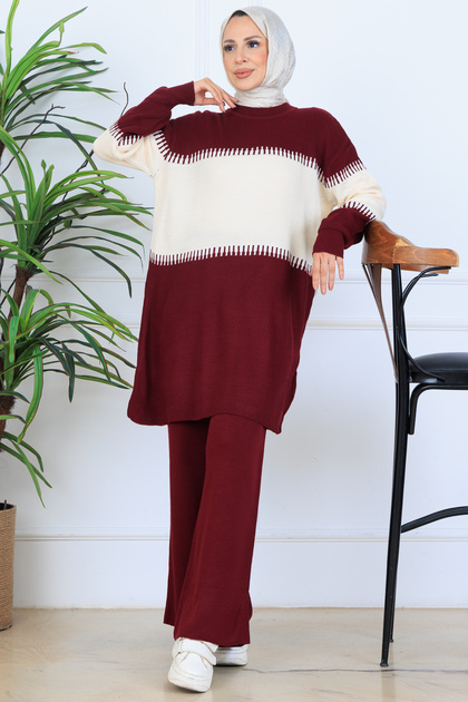 Knitwear Set N7060 Claret Red