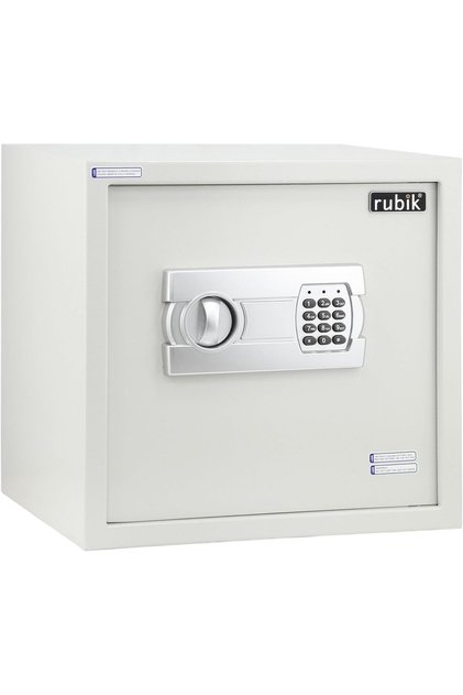 Digital Safe Box with Key, Large Capacity Safety Locker (35x38x30 cm) RB-35EGX White
