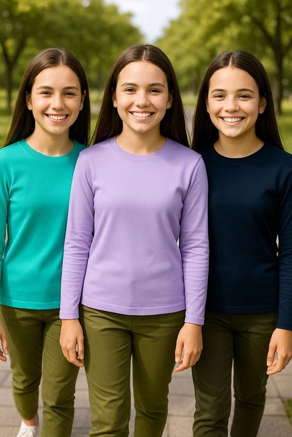 Longsleeve Body Transitional Girls Boys Long Sleeve T-Shirt Badi 3 Pieces Turquoise Lilac Navy Blue