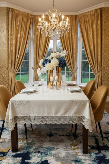 Velvet Single Tablecloth 160x220cm | Lacy Dining Table Cover 160x220cm Single Table