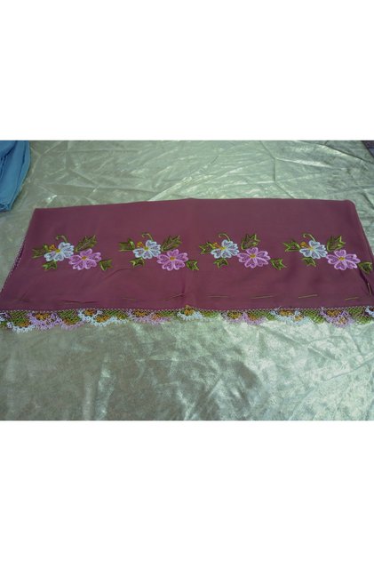 Handmade Embroidery Embroidered Needle Embroidered Prayer Cover Dowry Holder Mevlit Hijab Crepe Fabric 145X75 cm