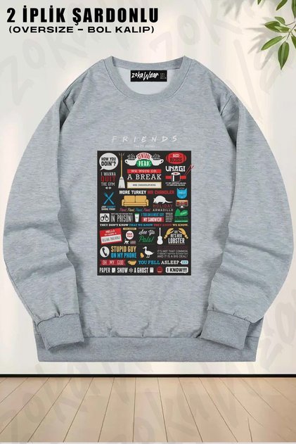 Unisex Friends, Central Perk, Series Printed Oversized Crew Neck Sweatshirt
