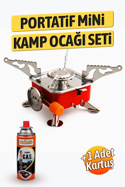 Taşınabilir Mini Tek Gözlü Portatif Kendinden Manyetolu Kamp Ocağı + 400ml Kartuş