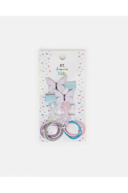 Girls Assorted Hair Clip And Elastic Set (14 Piece)