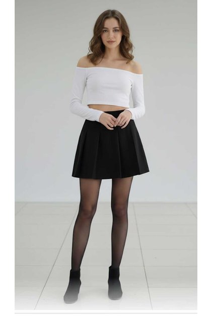 Kaşe Kumaş Astar Şortlu Mini Etek