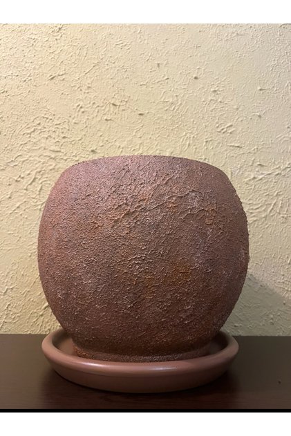 Toprak seramik el yapımı eskitme desen saksı