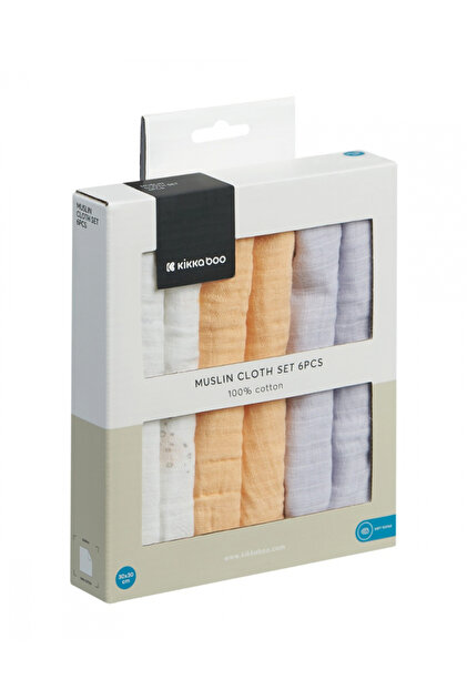 Set 6 mini prosopele KikkaBoo Seally Me 30x30 cm din muselina,tesatura naturala respirabila din bumb