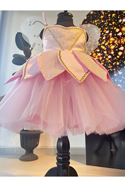 krabutikbursa Girl's Pink Color Wing Fairy Dress, Fairy Costume- Trendyol