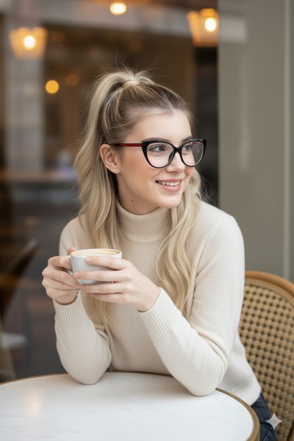 نظارات فيانا كات آي الحديثة ذات العين القطية مع حماية من الضوء الأزرق. يمكن تغيير الزجاج