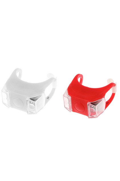 Set de 2 lumini de bicicletă din silicon, LED, lumină albă, alb/roșu