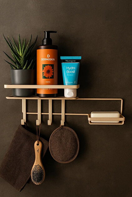 Magic Objects Yapışkanlı Krem Renk Banyo Düzenleyici, Sabunluk