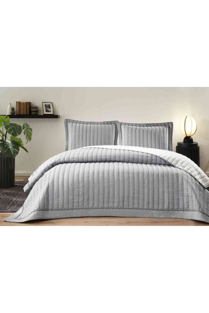 Bedspread. Embroidered Line Gray 240X250