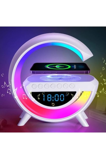 DIGIMAT® Цифров LED интелигентен 6-в-1 многофункционален часовник (безжично зареждане, Bluetooth, RGB лампа)