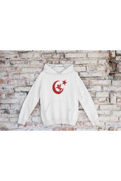 Ataturk Printed Cotton Long Sleeve Fleece-Lined 3 Thread Hooded Sweatshirt