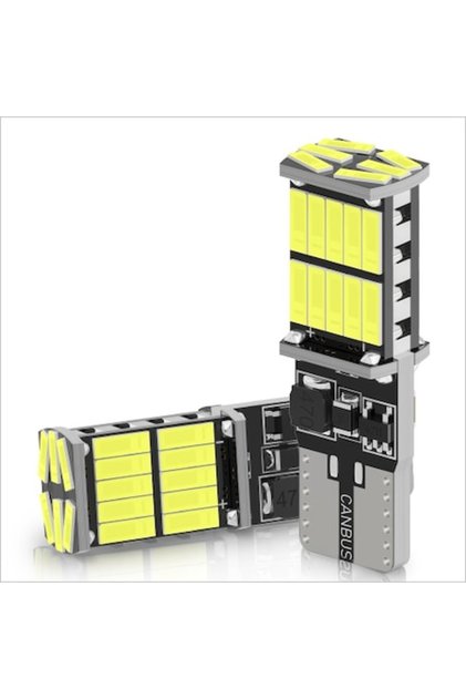Set de 2 becuri LED T10 W5W, 900 lumeni, alb pur 6000K, radiator de răcire, 12V, canbus, 26 smd,