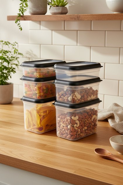 Hide Plus 6-Piece Storage Container Black (2X 1.9Lt - 2X 1 Lt - 2X 0.70 Lt)