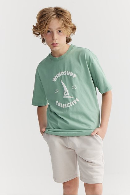Boy's Tie-Waist Letter Print Shorts