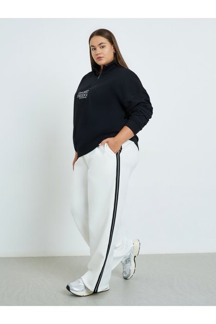 Plus Size Off White Relaxed Fit Joggers